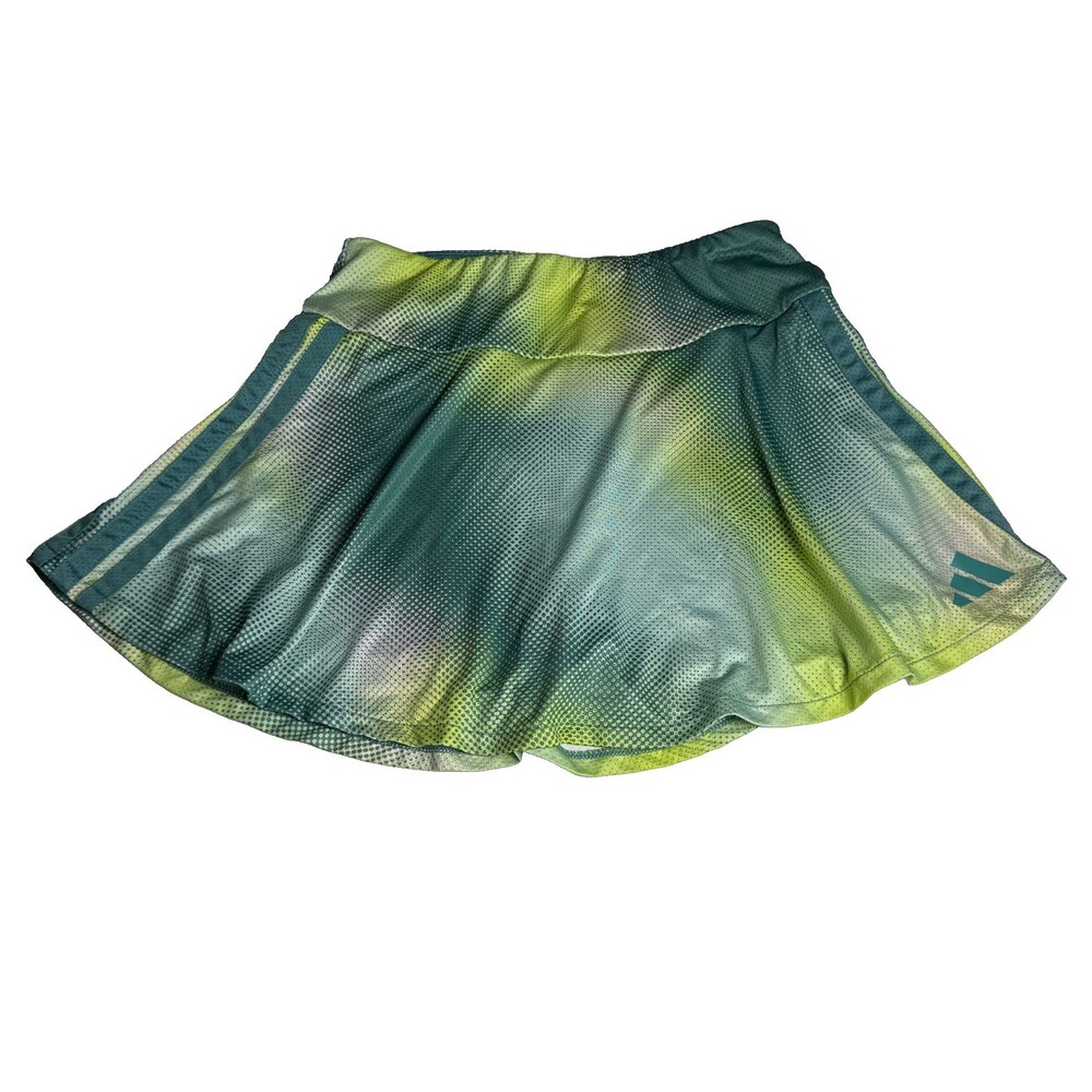 Adidas GIRLS Slim Fit Skort XL (16) Green Blue White Dotted Pattern Tennis Golf